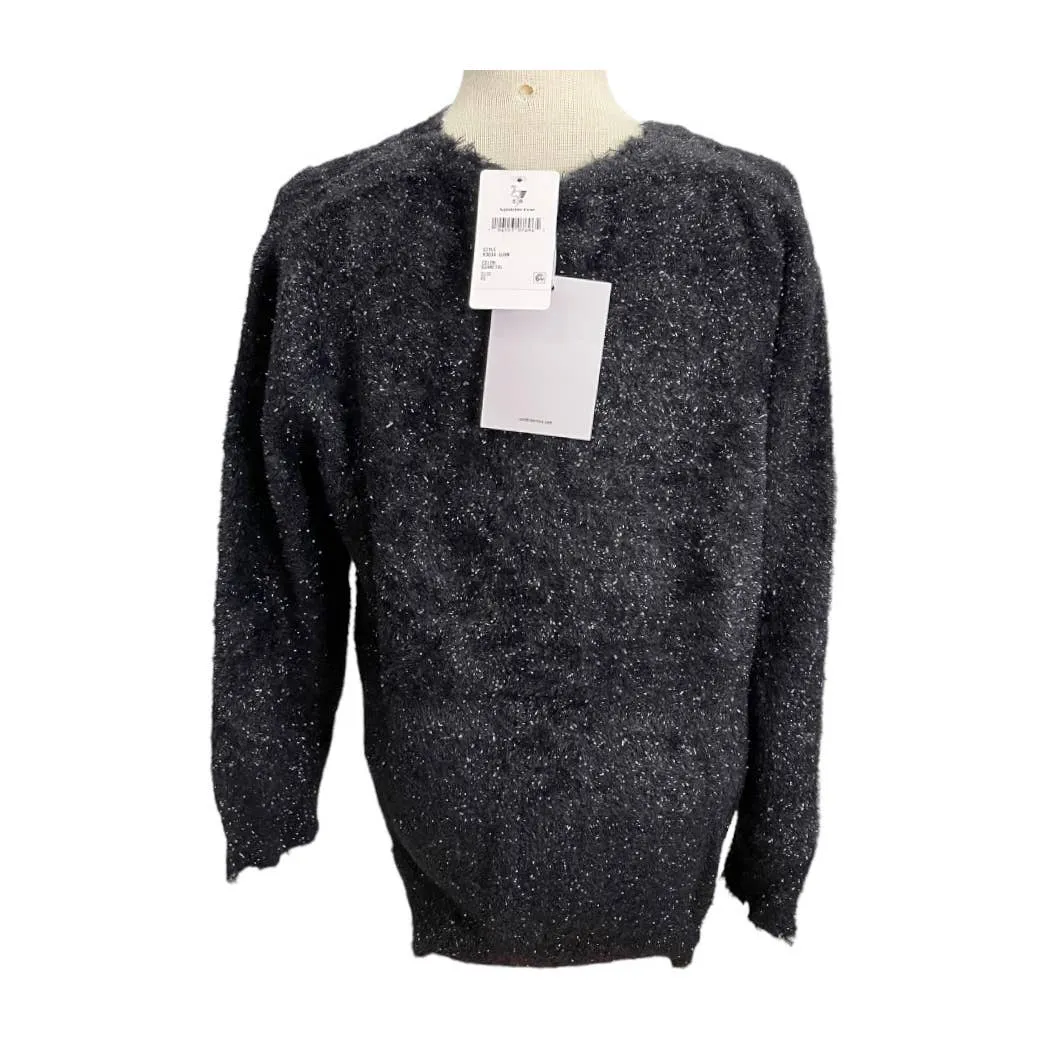 Free People x Sandrine Rose Fuzzy Metallic Sweater Gunmetal Size XS