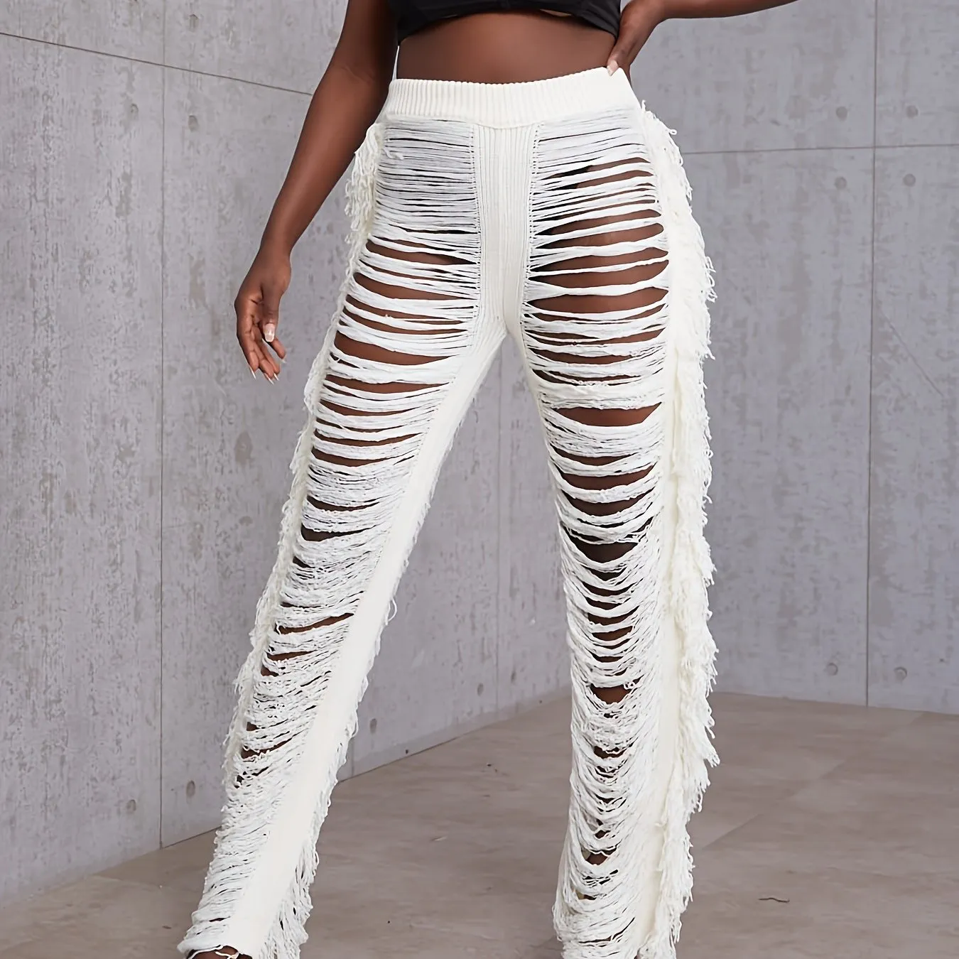 Fringe Trim - Stylish Women's Casual Pants
