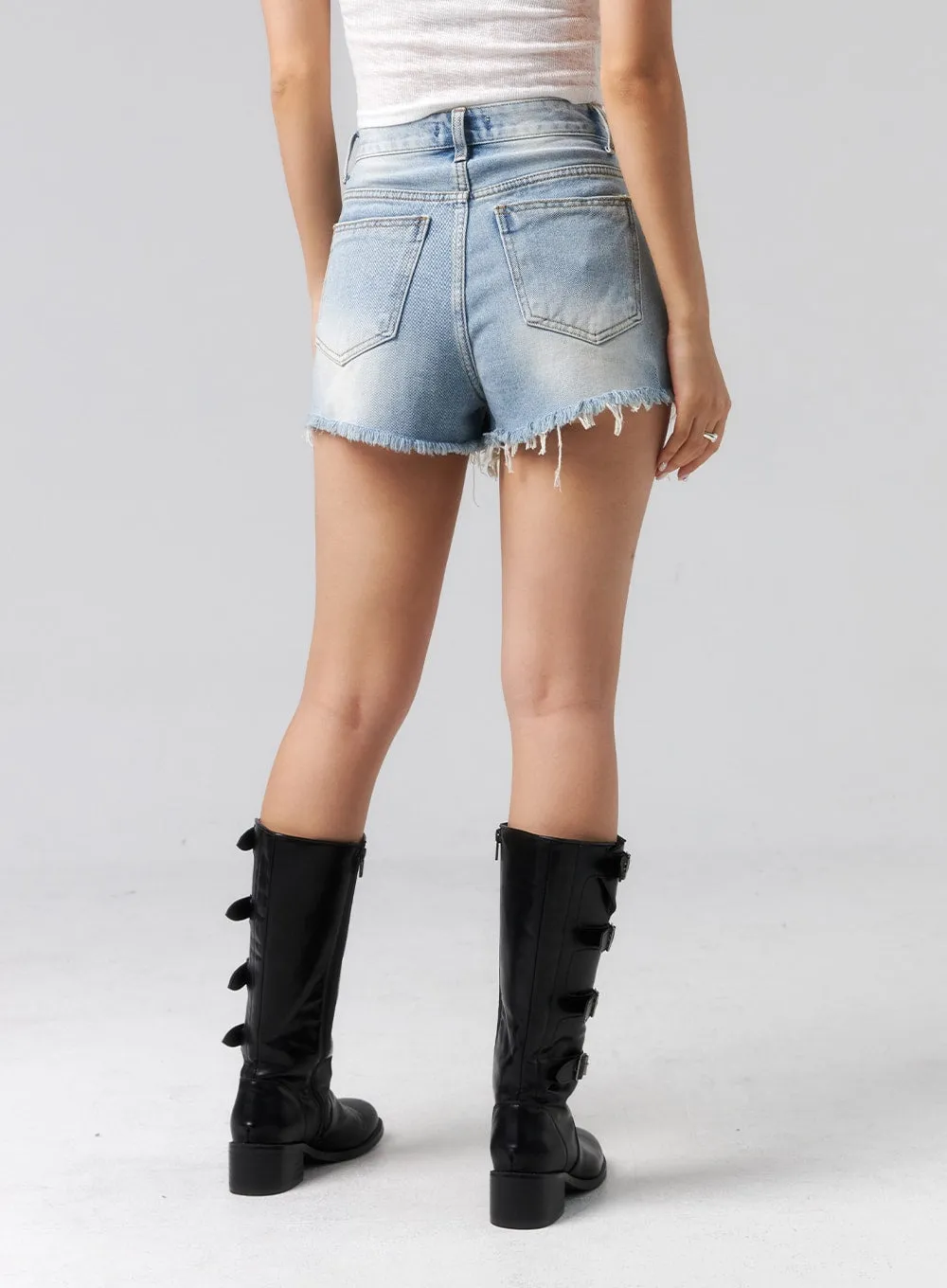 High Waist Ripped Shorts CL319