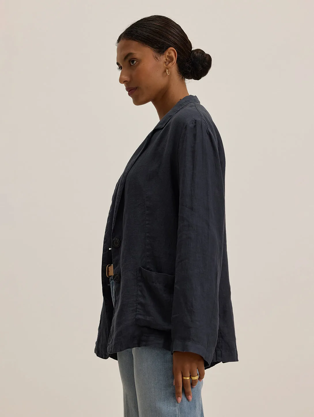Iman Linen Blazer - Shadow