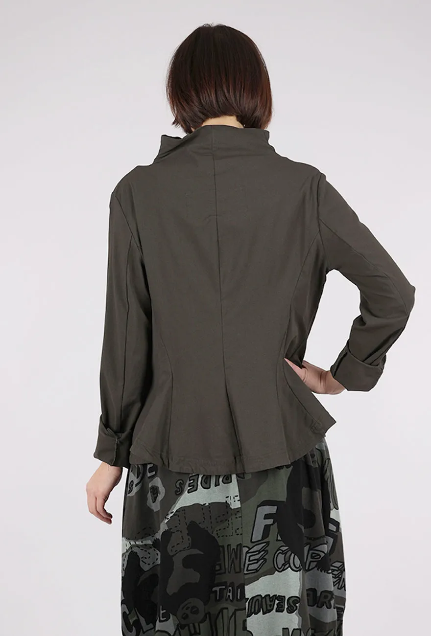 Inset Pleat Textured Cotton Jacket, Jungle