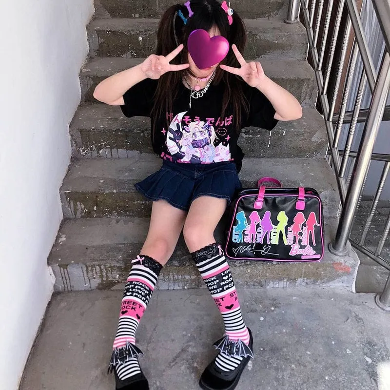 Kawaii Black Punk Anime T-shirt