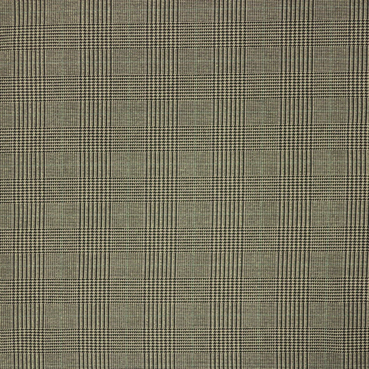 Khaki and Black Plaid Wool Suiting Fabric