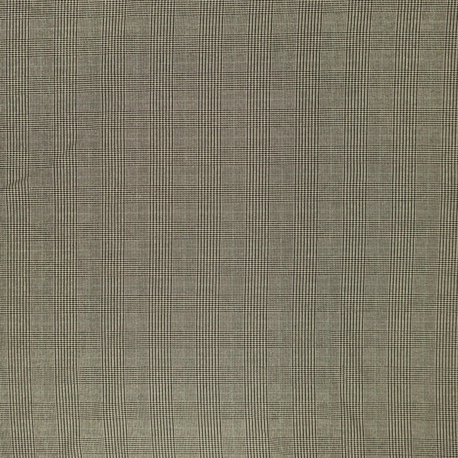 Khaki and Black Plaid Wool Suiting Fabric