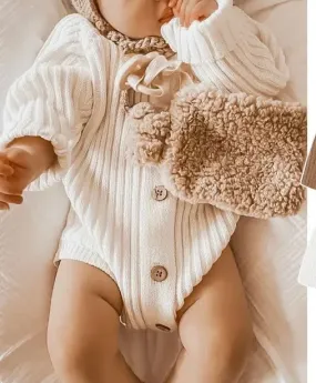 Knit cozy long sleeve playsuit