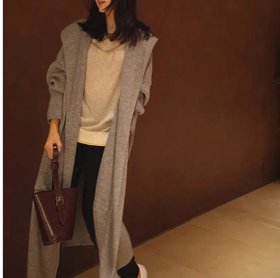 Korean All-Matching Hooded Mid-Length Loose Slim Look Women Trendy Cardigan Tops Outerwear