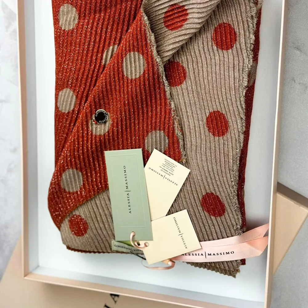 Ladies Reversible Small Spotty Patterned Scarf By Alex Max