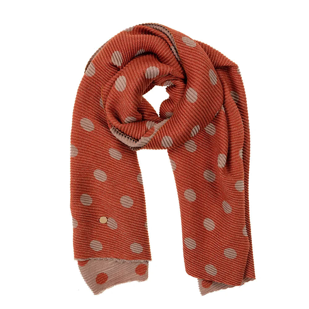 Ladies Reversible Small Spotty Patterned Scarf By Alex Max
