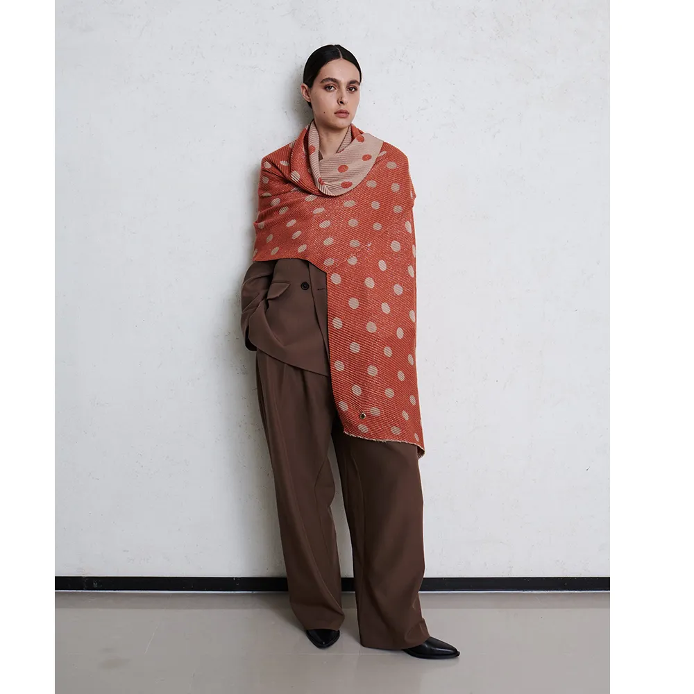 Ladies Reversible Small Spotty Patterned Scarf By Alex Max