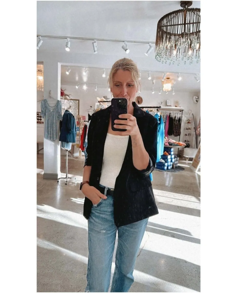 Lizzy Black Tab Sleeve Blazer