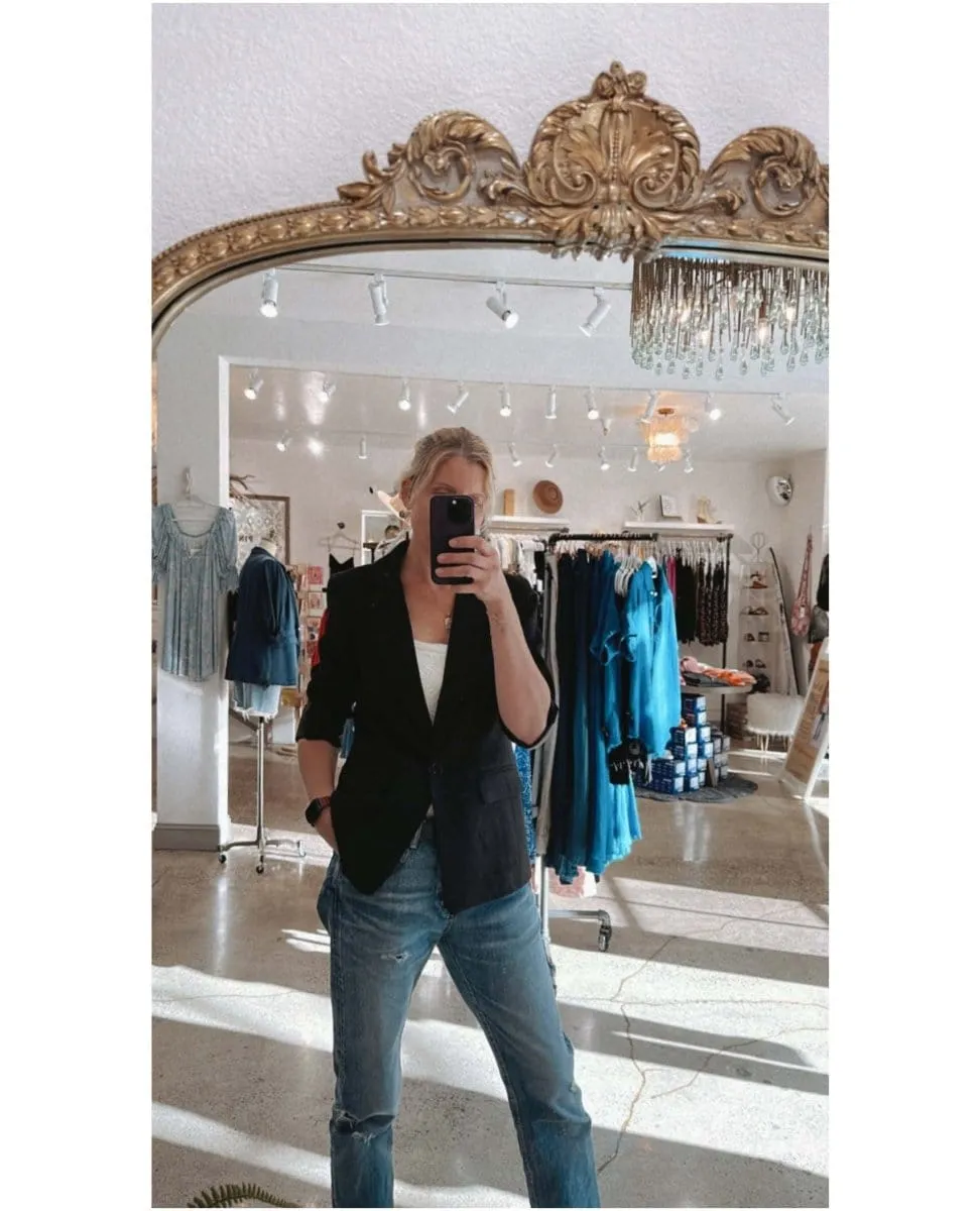 Lizzy Black Tab Sleeve Blazer