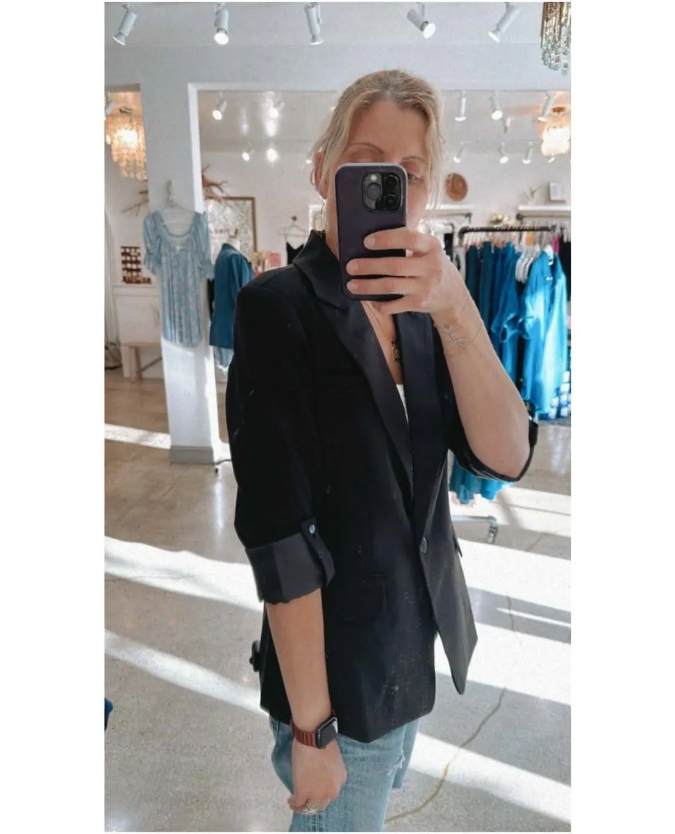 Lizzy Black Tab Sleeve Blazer