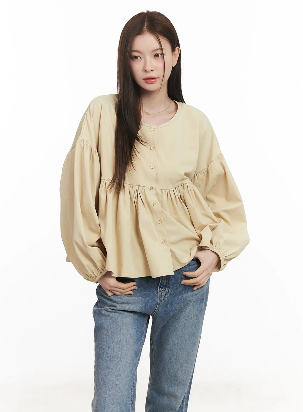 Loose-Fit Buttoned Blouse CM512