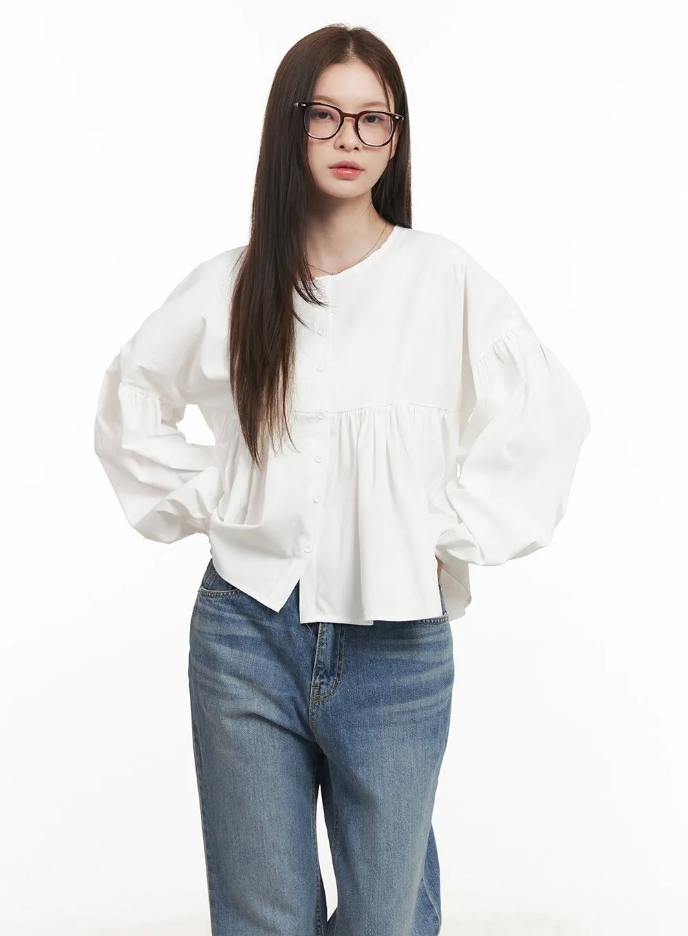 Loose-Fit Buttoned Blouse CM512