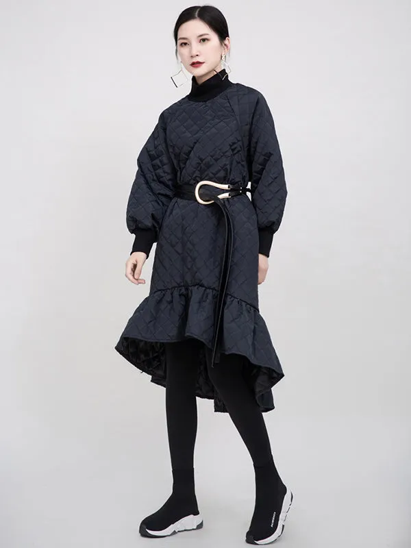 Loose Half Turtleneck Cropped Mermaid Thickening Dress