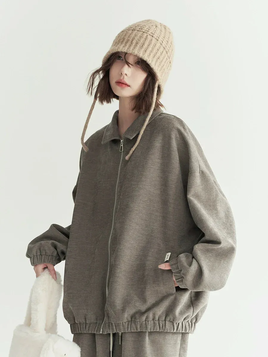 Loose Top Lapel Polo Zip-up