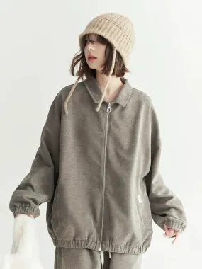 Loose Top Lapel Polo Zip-up