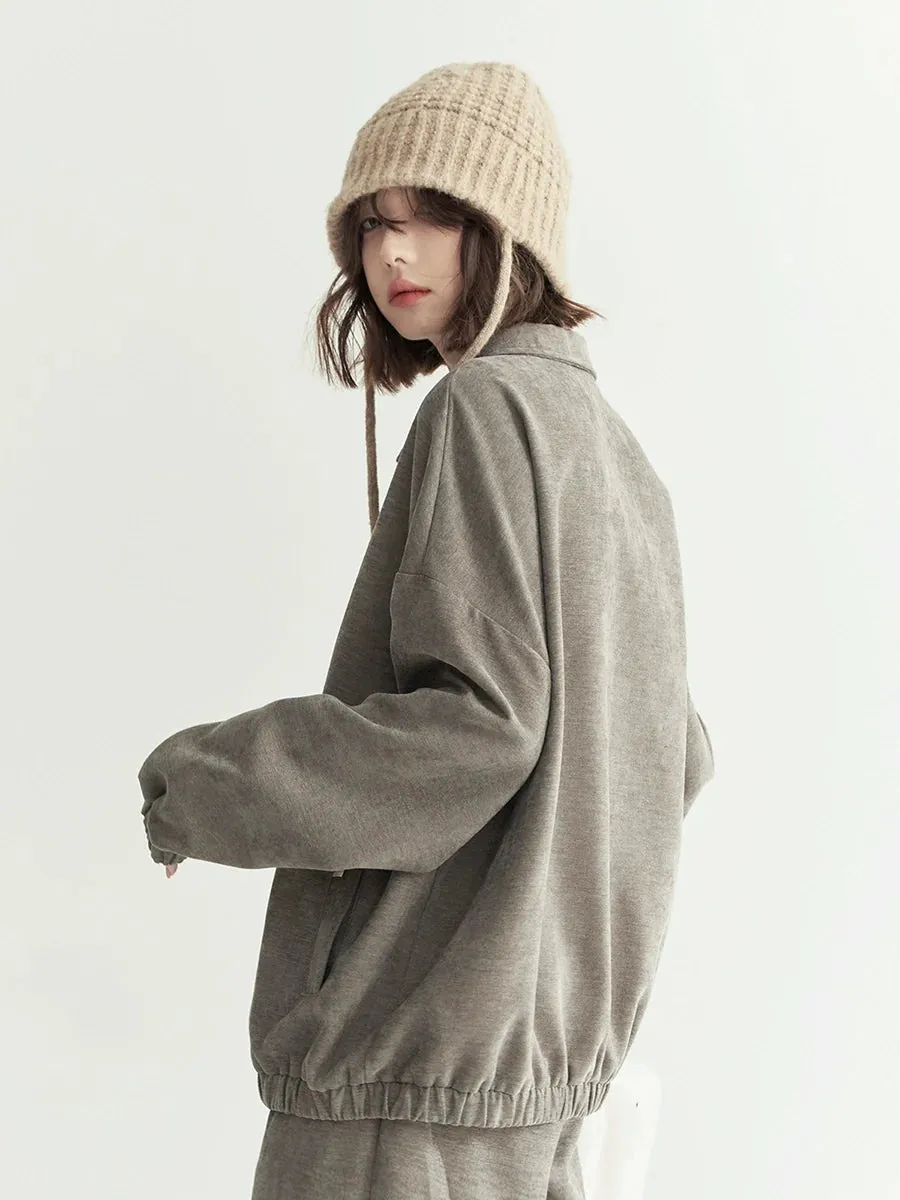 Loose Top Lapel Polo Zip-up