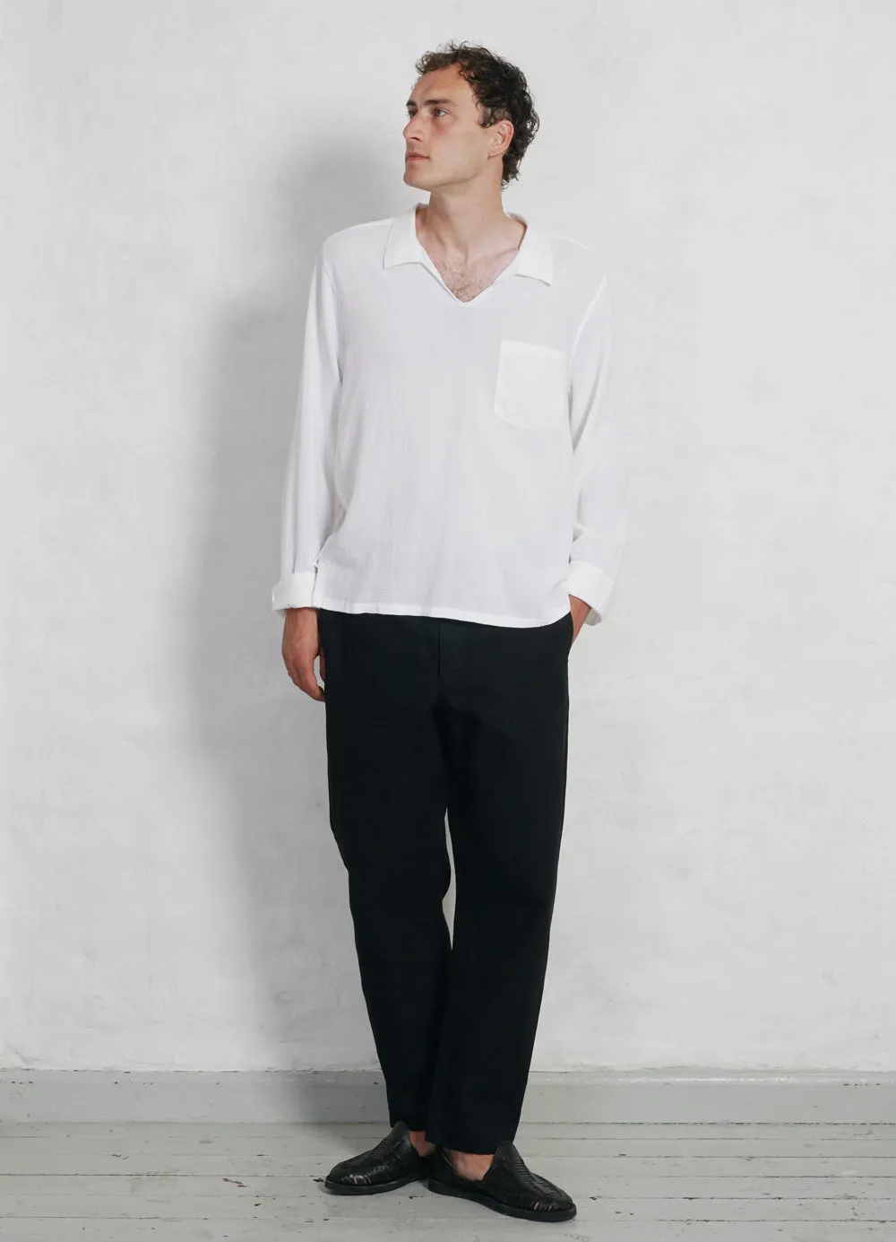 MARIUS | Casual Gauze Pull-on Shirt | White