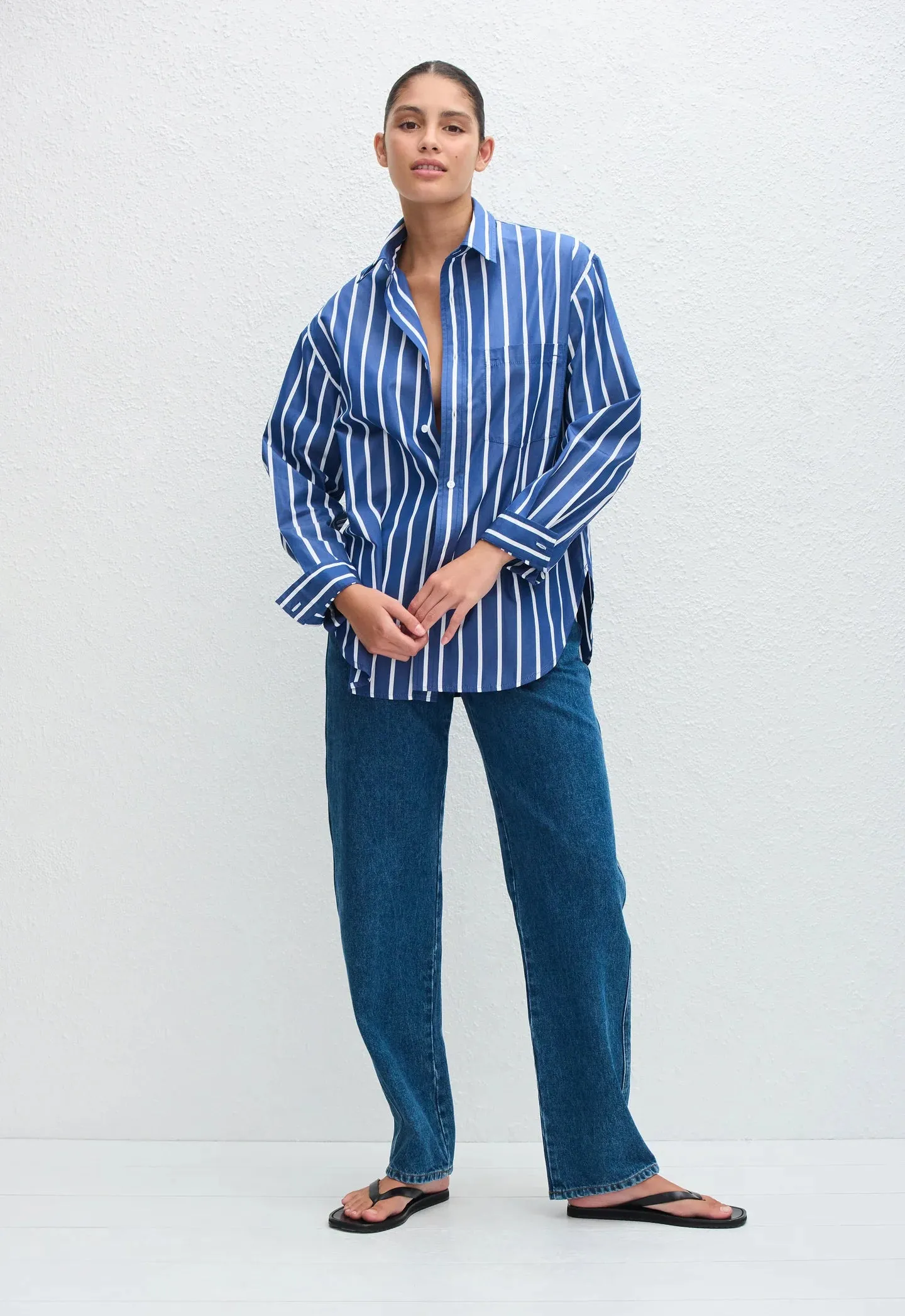 Matteau Classic Stripe Shirt in Marine Stripe