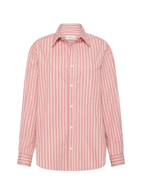 Matteau Classic Stripe Shirt in Rose Stripe
