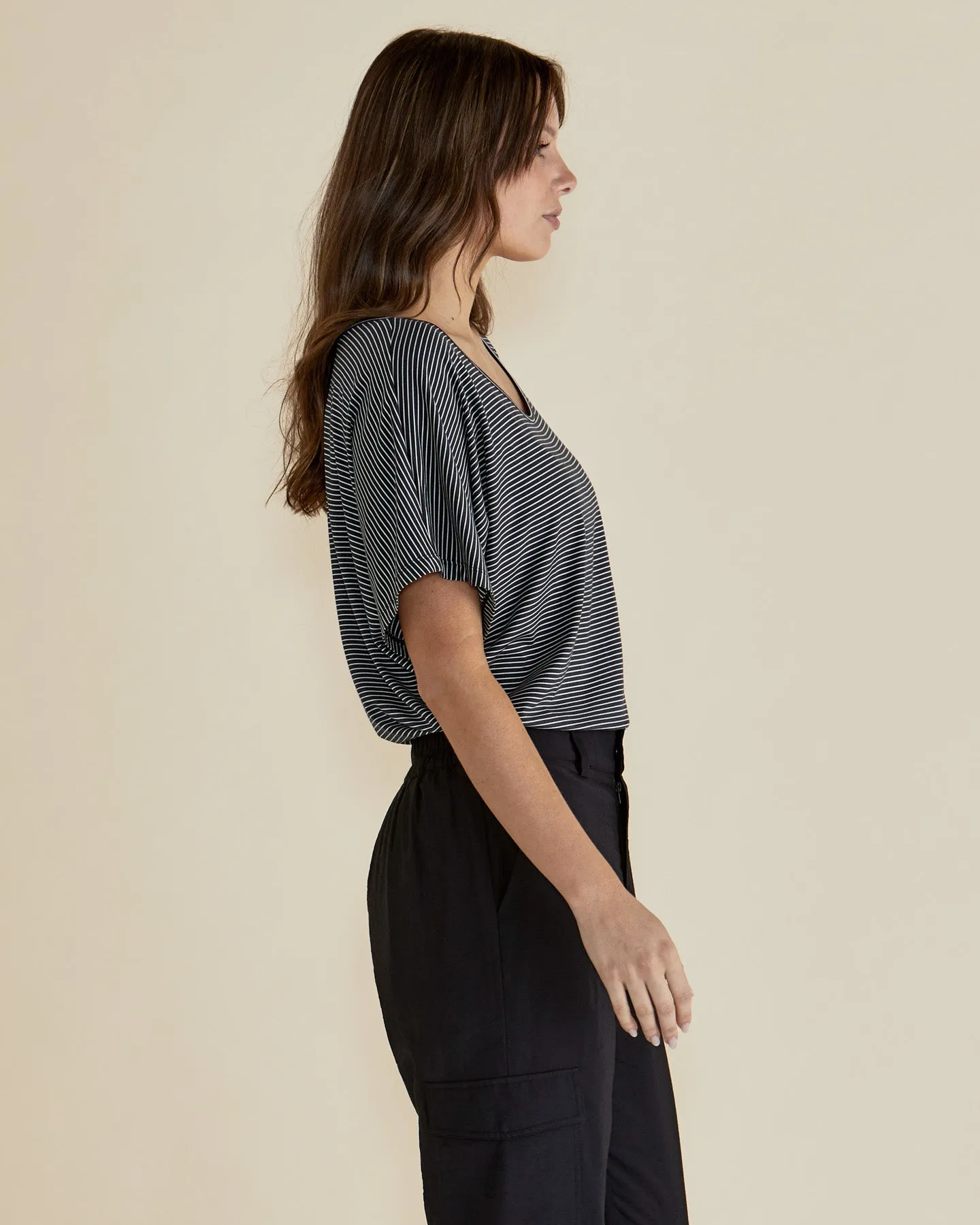 Maui Tee - Charcoal Stripe