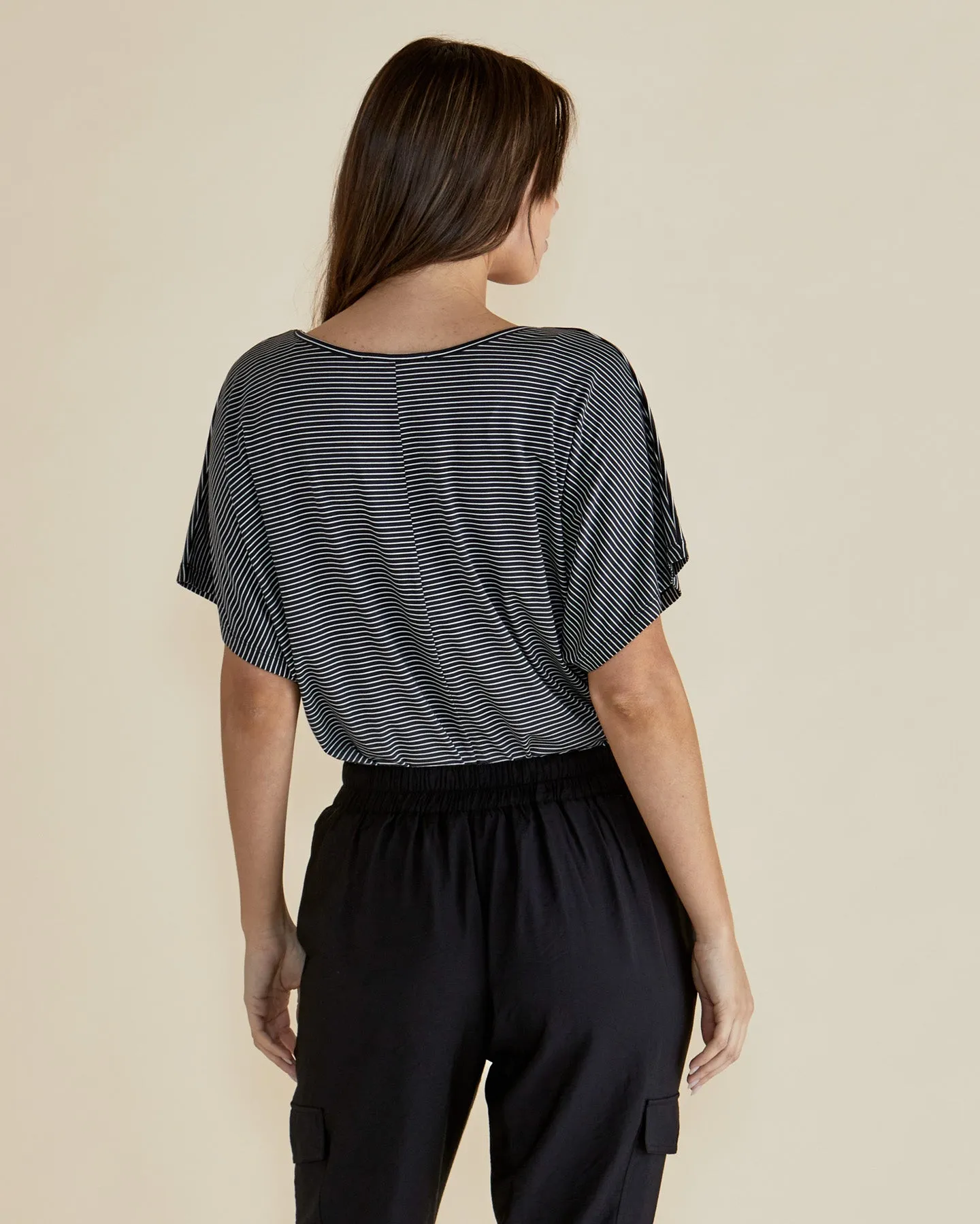 Maui Tee - Charcoal Stripe