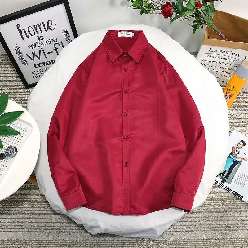 Men Long Sleeved White Shirt Casual Business Summer Korean Trendy Black Stylish Uniform Shirt