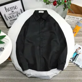 Men Long Sleeved White Shirt Casual Business Summer Korean Trendy Black Stylish Uniform Shirt