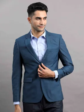 Men's Blue Slim Fit Cotton Blend Full Sleeve Plain Casual Blazer