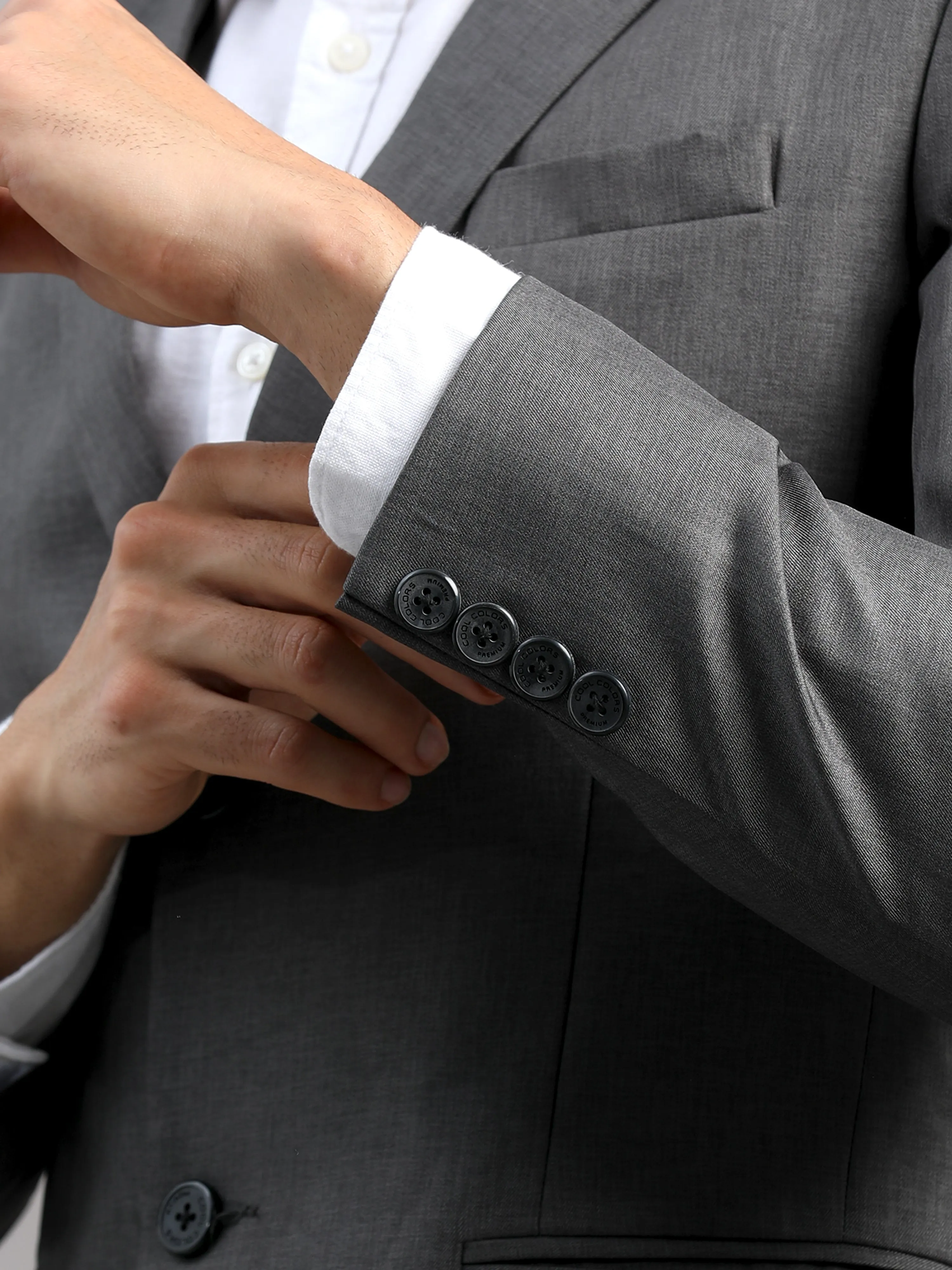 Men's Grey Slim Fit Cotton Blend Full Sleeve Solid Casual Blazer
