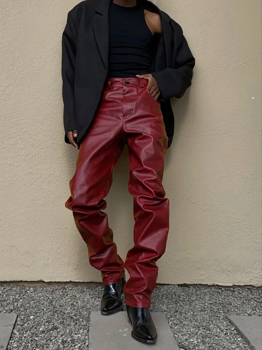 Men's Stylish Retro Straight Leather Pants
