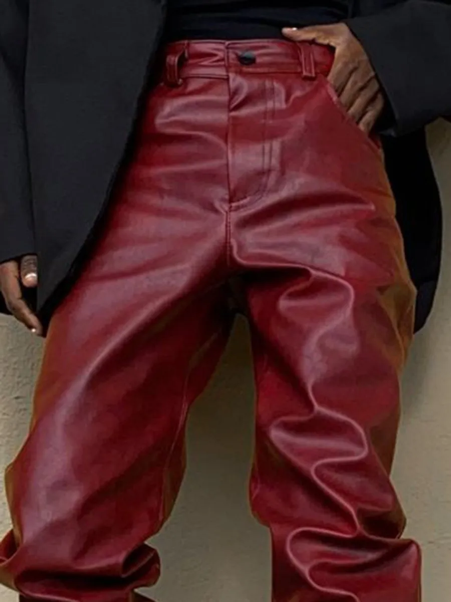 Men's Stylish Retro Straight Leather Pants