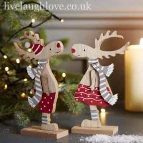 Mr & Mrs Rudolf Wooden Shelf Sitters