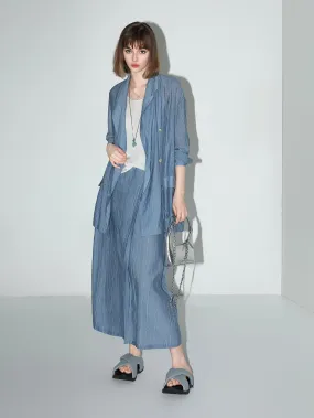 Muberry Blue Relaxed Double-Breasted Blazer