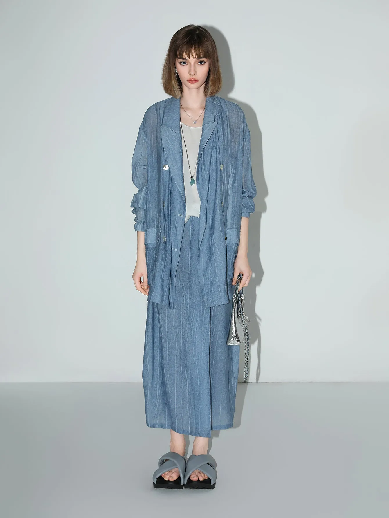 Muberry Blue Relaxed Double-Breasted Blazer