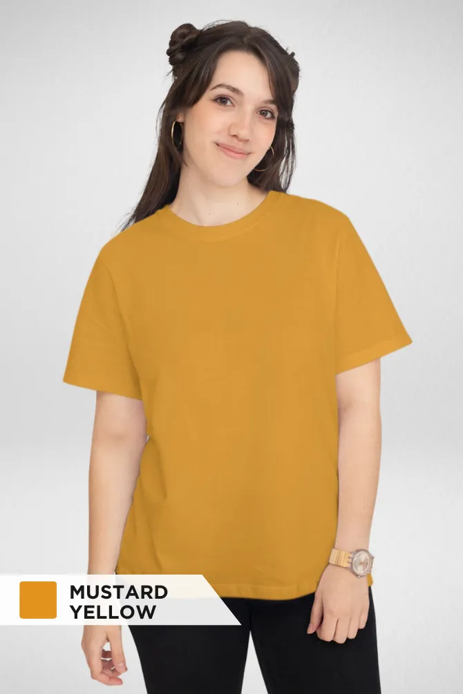 Mustard yellow and Black Plain T-shirts Combo for Women