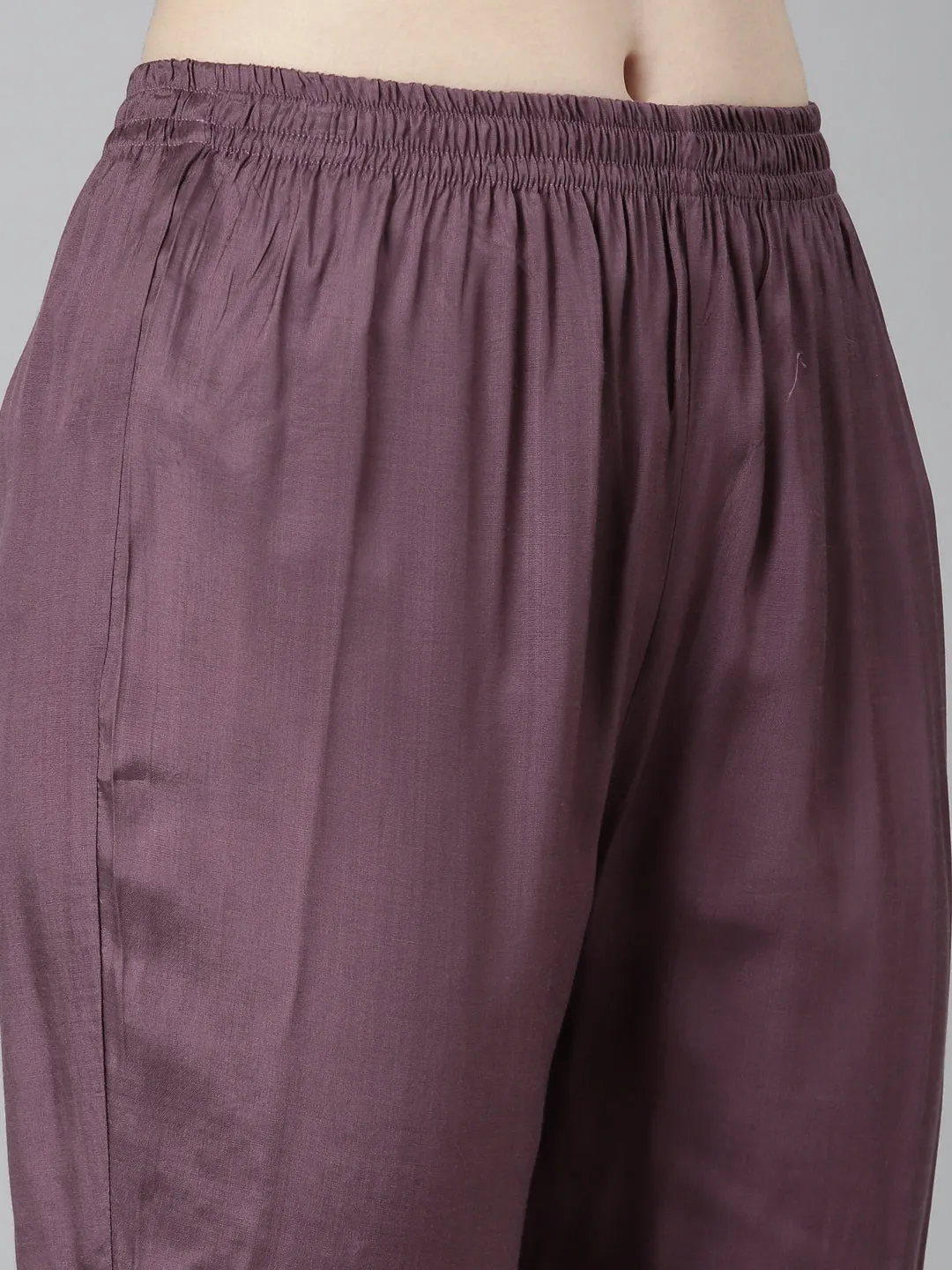 Neeru's Magenta Regular Straight Floral Kurta And Trousers With Dupatta