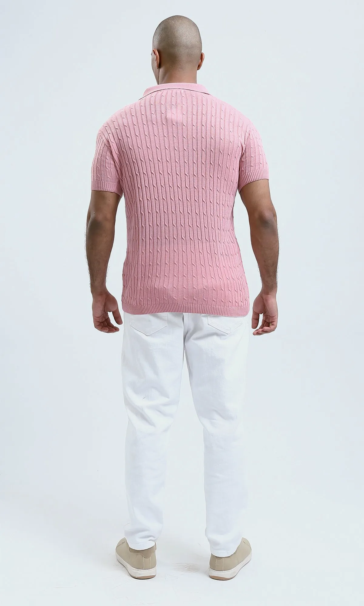 O183063 - Rose Solid Polo Shirt with Classic Collar