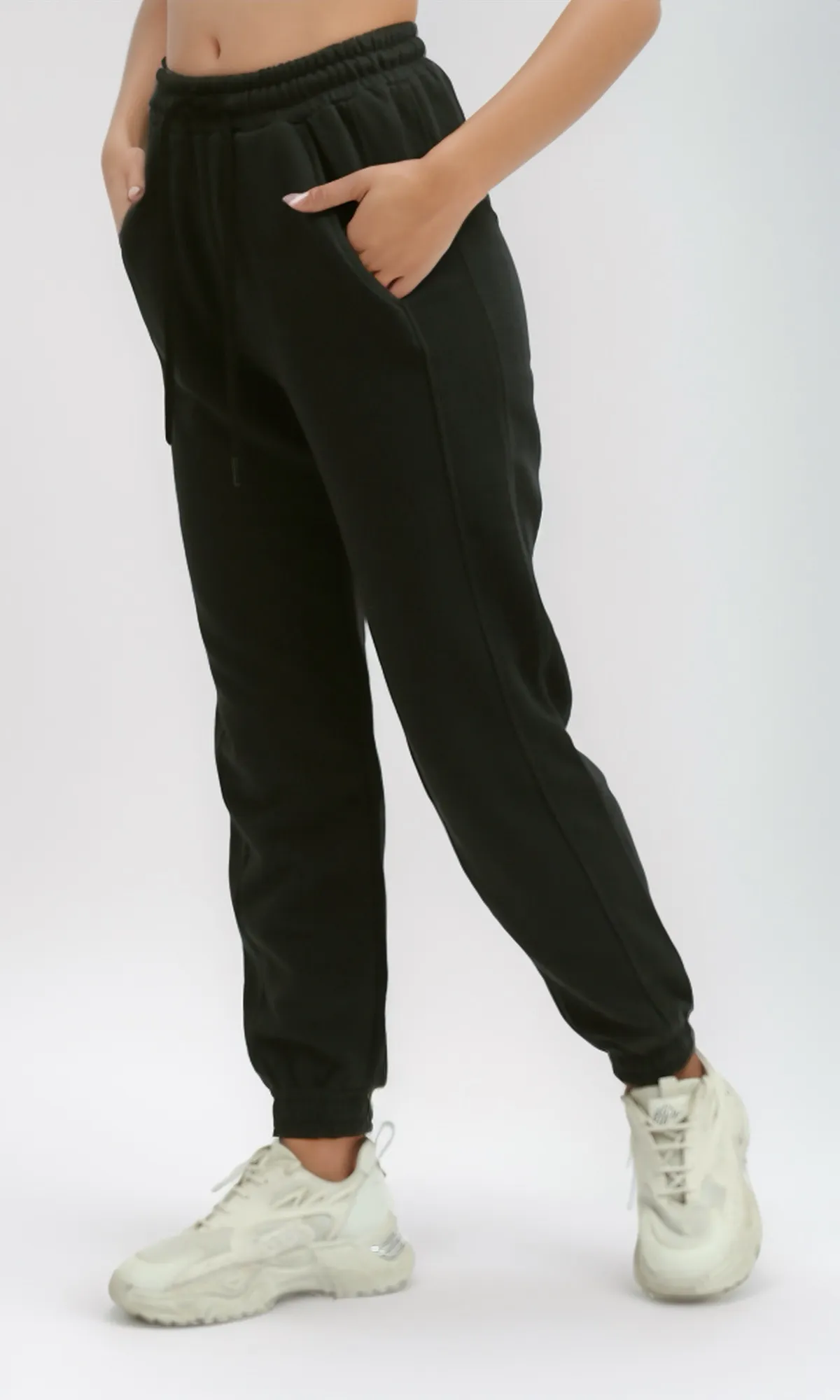 O191338 Solid Patterned Casual Dark Grey Jogger Pants