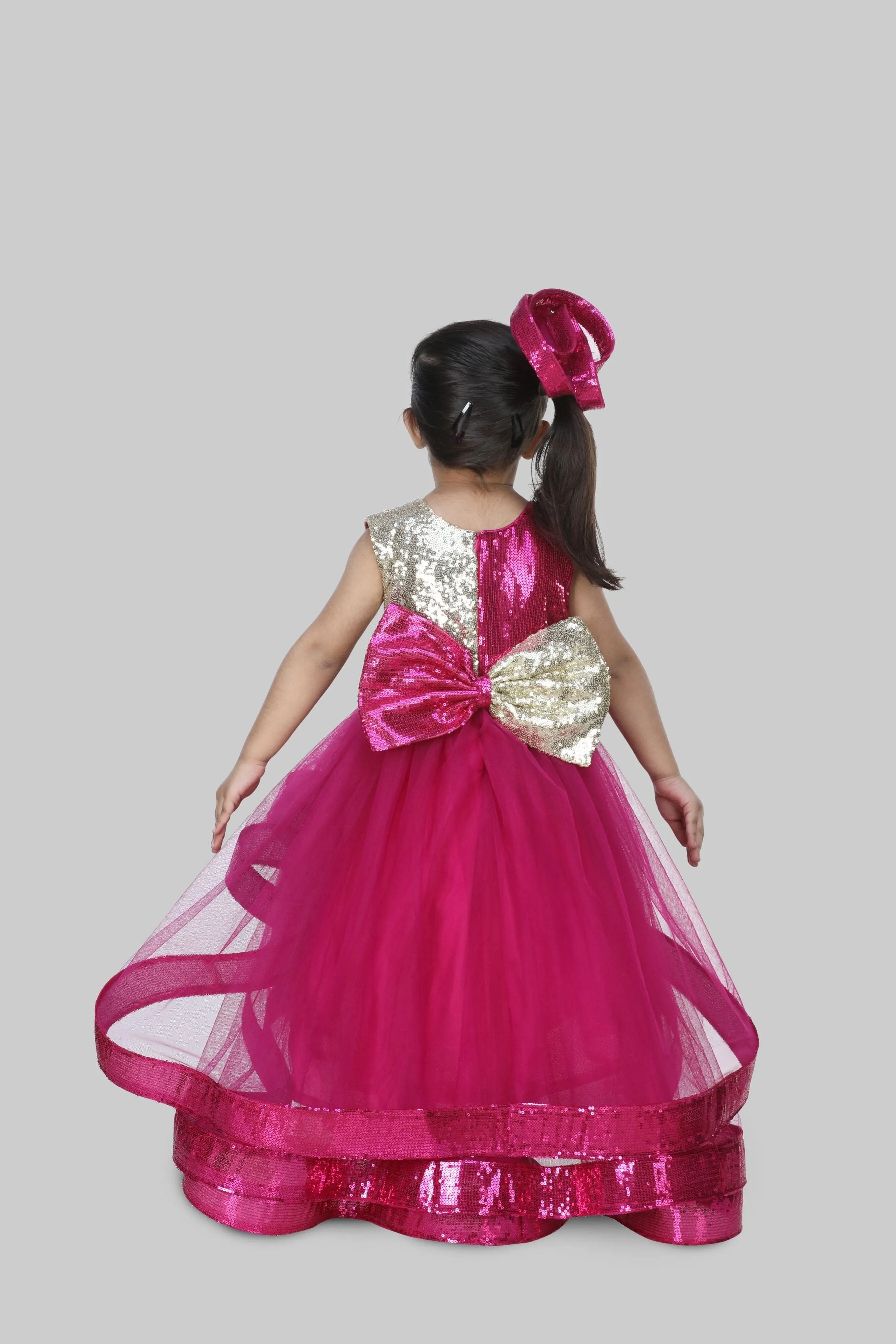 Pre-Order:  Stylish Reversible Sequin Work High Low Dress