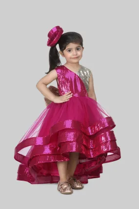 Pre-Order:  Stylish Reversible Sequin Work High Low Dress
