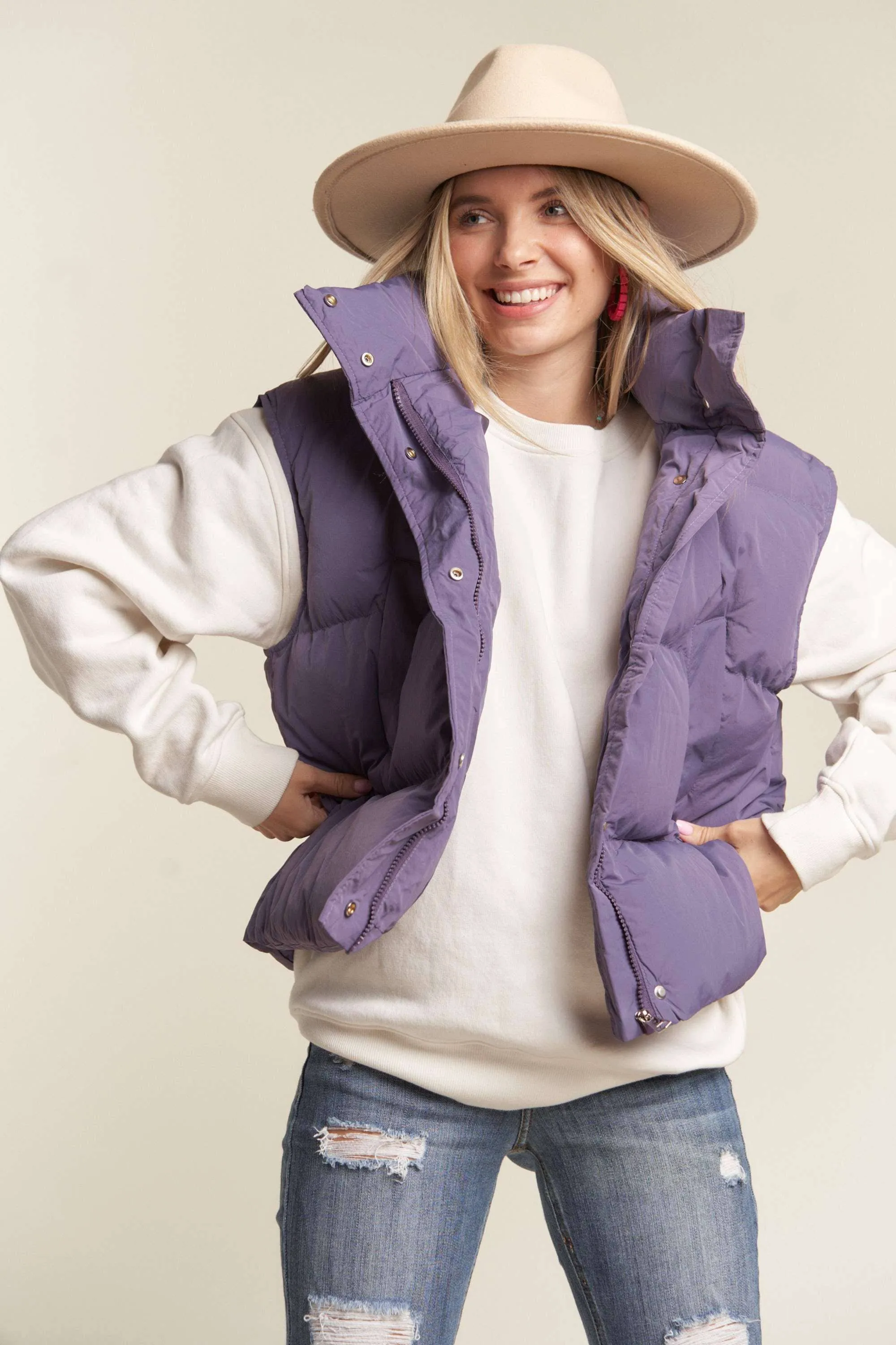 Puffy Zipper Hoodie  Vest