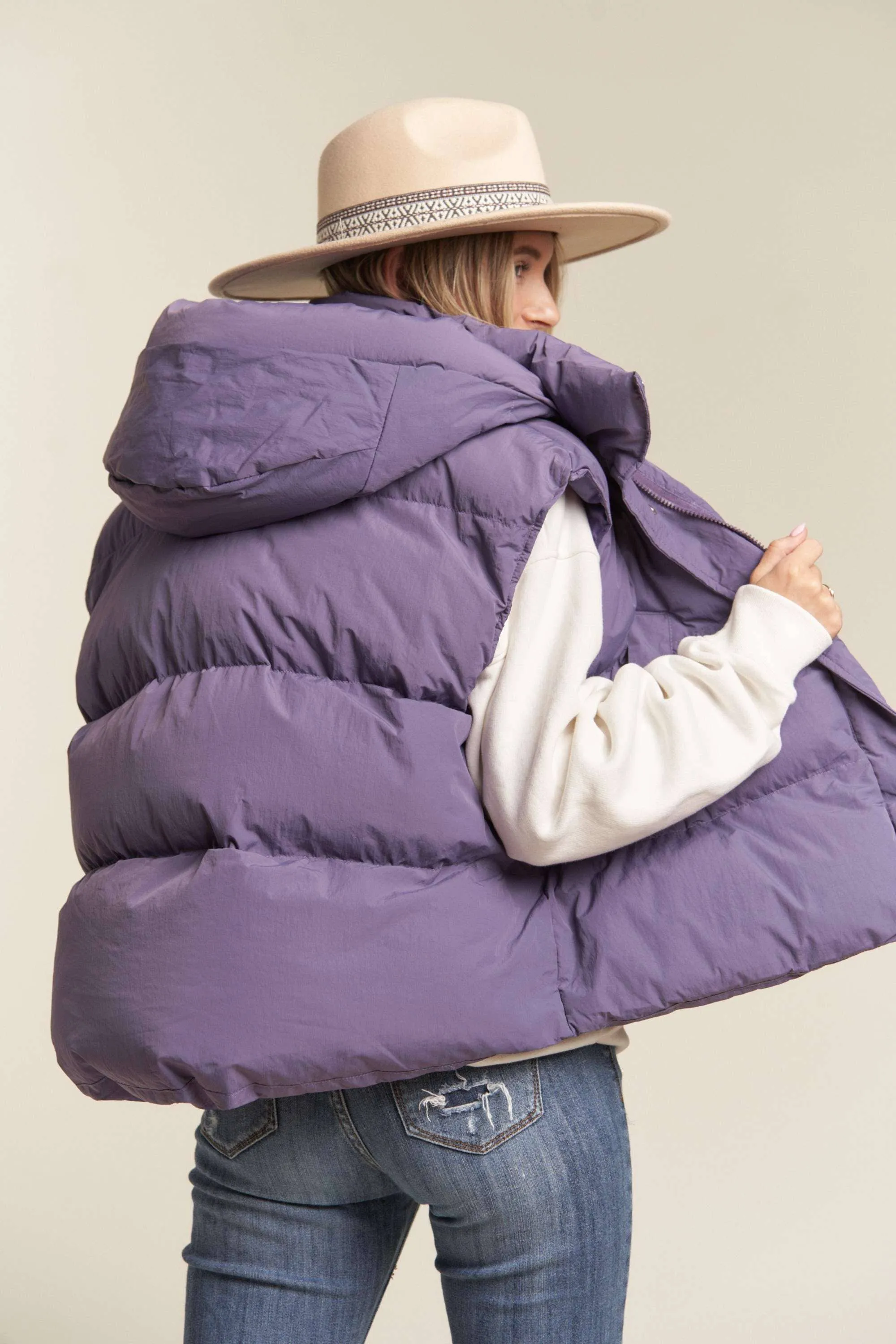 Puffy Zipper Hoodie  Vest