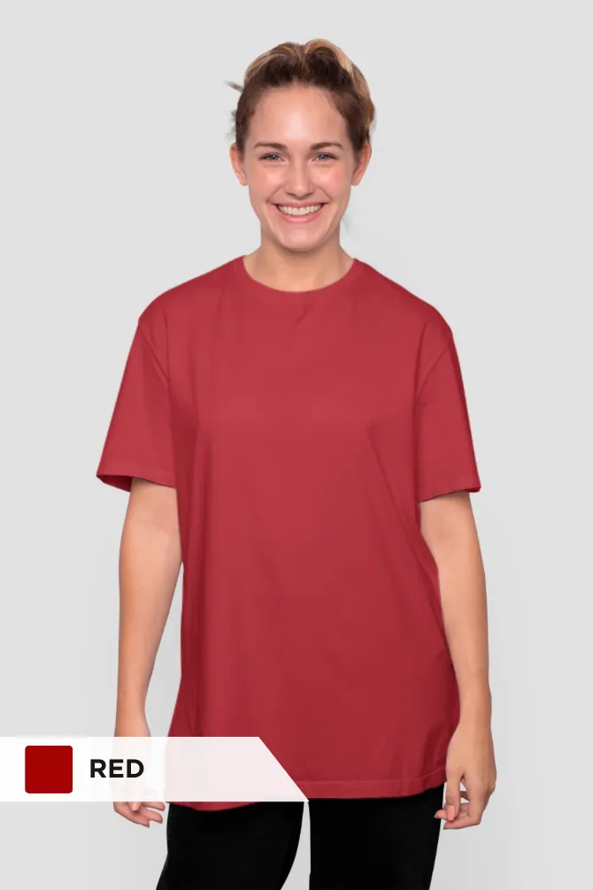 Red and Lavender Oversized T-Shirts Combo for Women