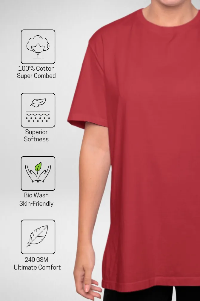 Red and Lavender Oversized T-Shirts Combo for Women