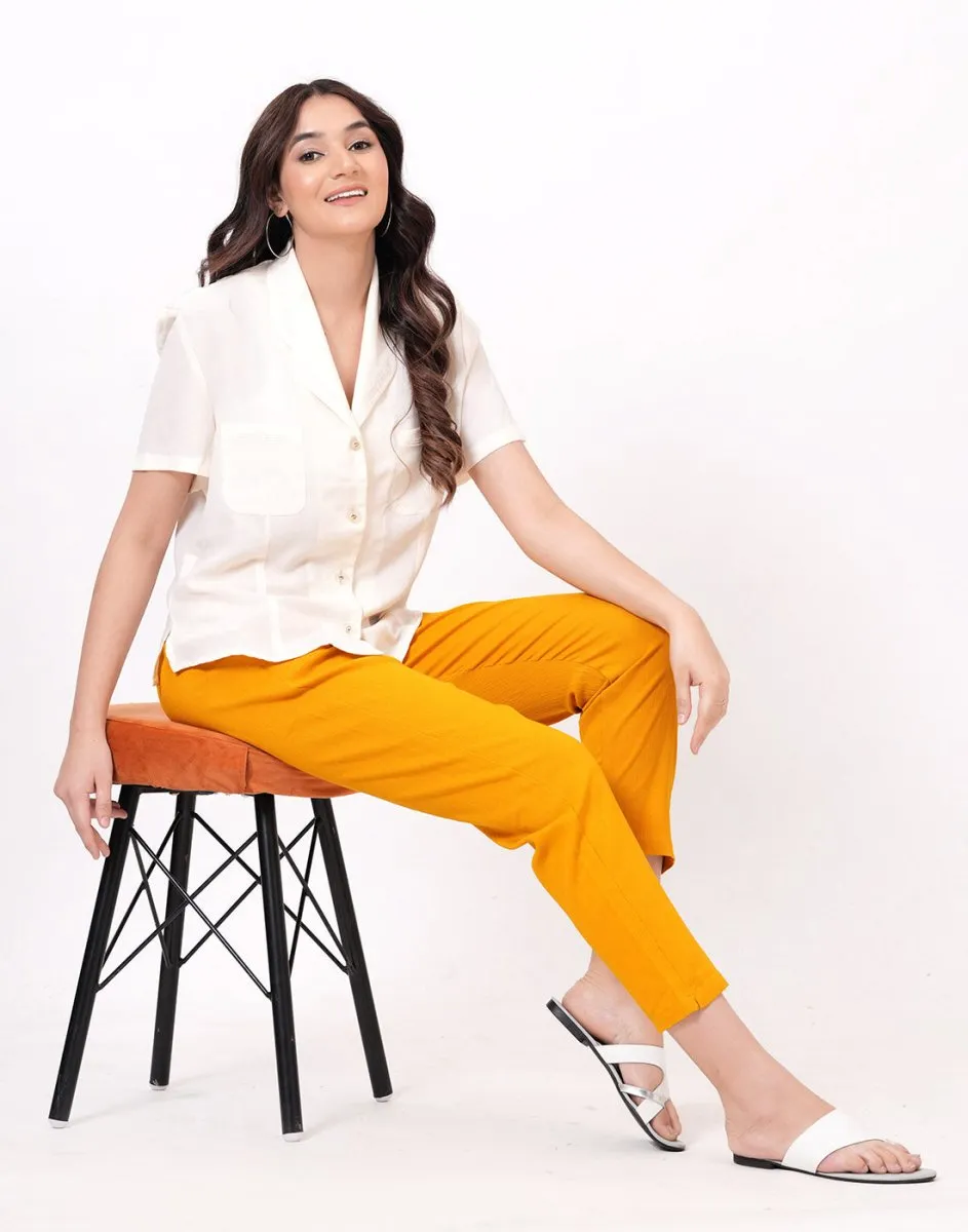 Satrangi Women's Mustard Viscose Lycra Trouser