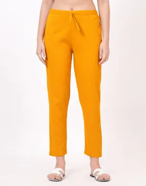 Satrangi Women's Mustard Viscose Lycra Trouser