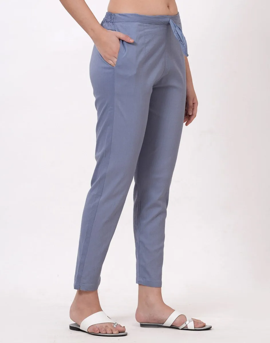 Satrangi Women's Slate Grey Viscose Lycra Trouser