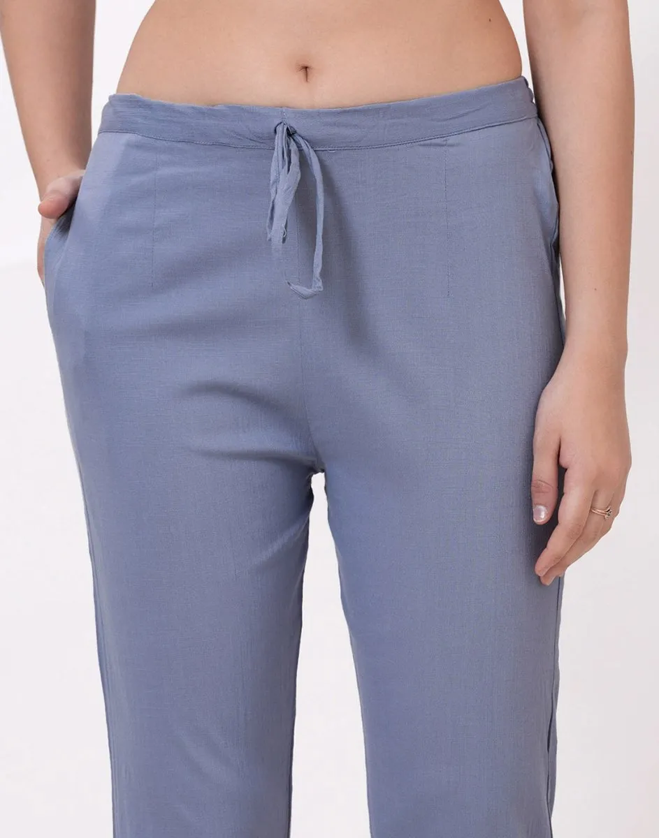 Satrangi Women's Slate Grey Viscose Lycra Trouser